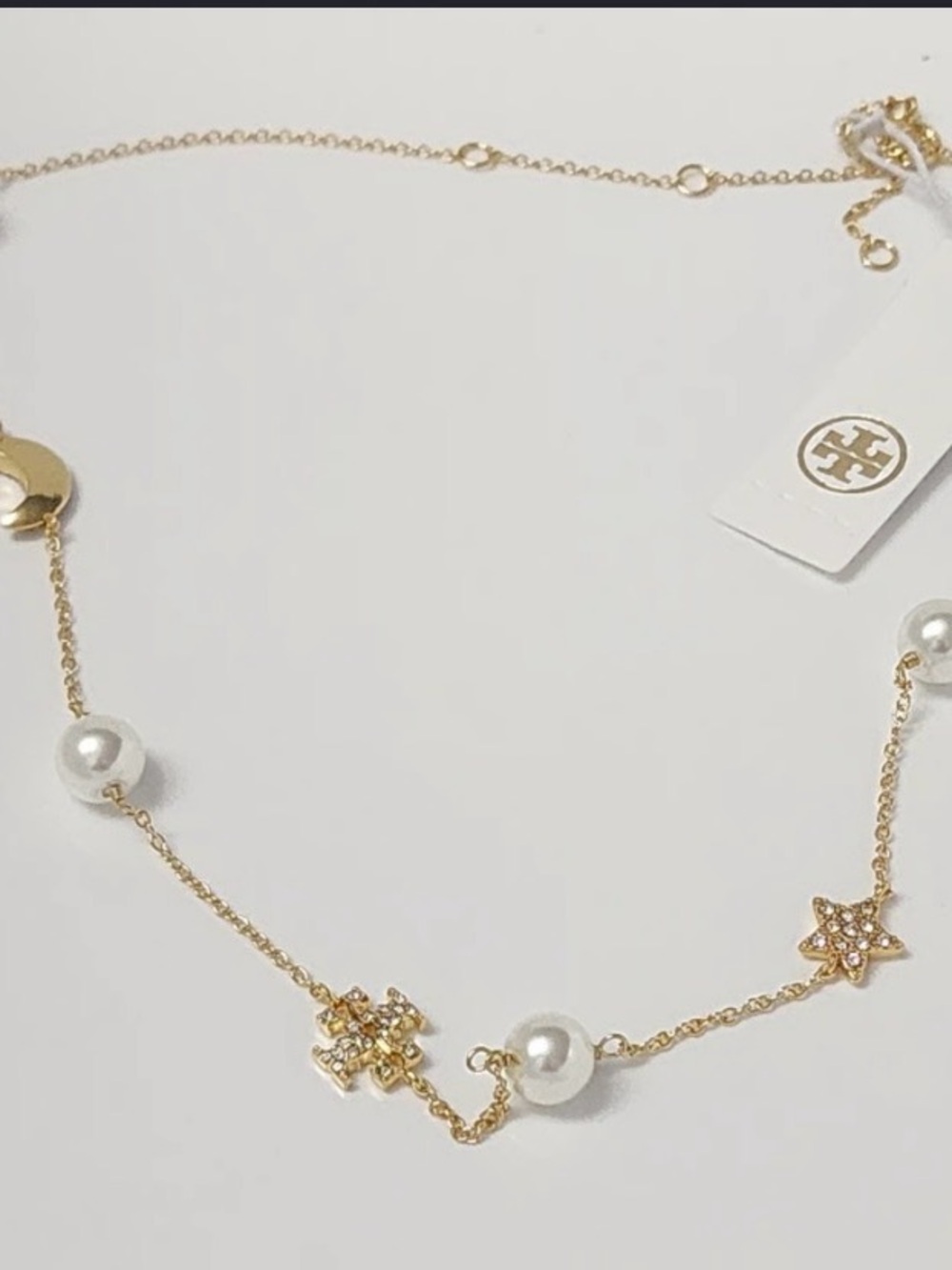 Tory Burch Gold Pearl & CZ Charm Necklace - Women Jewelry - Picture 2 of 4